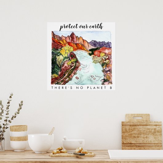 BESCHERM ONZE Waterverf VAN HET nationale park AAR Poster (Keuken)