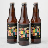 Bescherm Queer Jeugd Bescherm Trans Kinder LGBTQ Bier Etiket (Flessen)