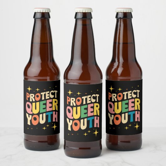 Bescherm Queer Jeugd Bescherm Trans Kinder LGBTQ Bier Etiket (Flessen)