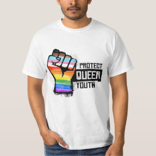 Bescherm Queer Jongeren - Progress Pride Vuist T-shirt