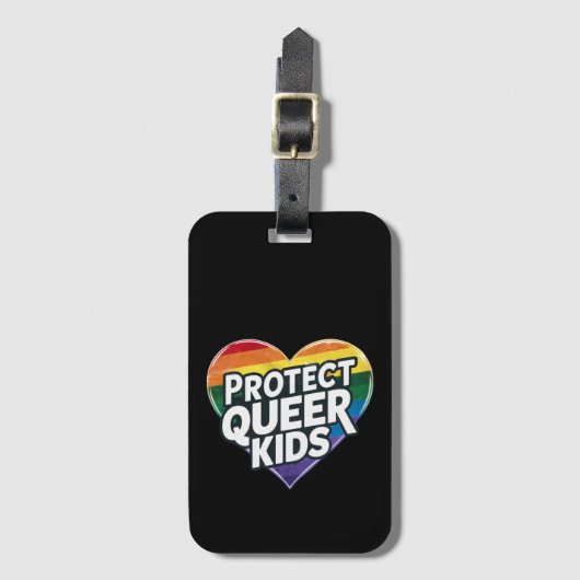 Bescherm Queer Kinder Rainbow Heart LGBT Pride Bagagelabel (Voorkant (verticaal))