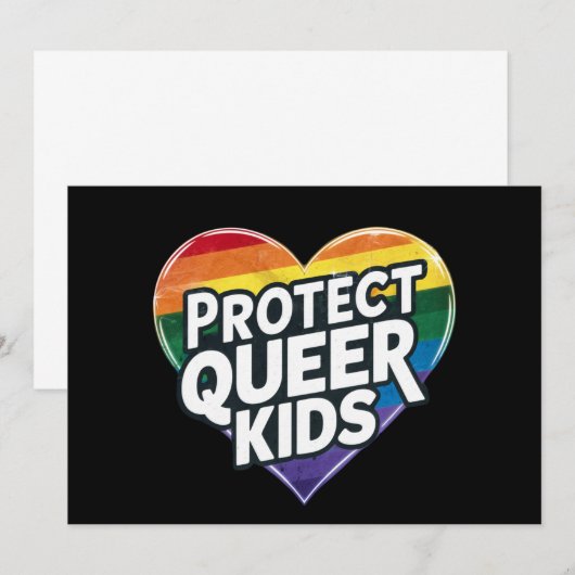 Bescherm Queer Kinder Rainbow Heart LGBT Pride Kaart (Voorkant / Achterkant)