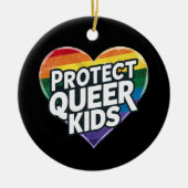 Bescherm Queer Kinder Rainbow Heart LGBT Pride Keramisch Ornament (Voorkant)