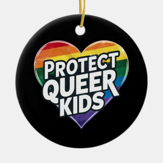Bescherm Queer Kinder Rainbow Heart LGBT Pride Keramisch Ornament (Voorkant)