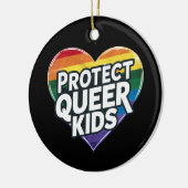 Bescherm Queer Kinder Rainbow Heart LGBT Pride Keramisch Ornament (Links)
