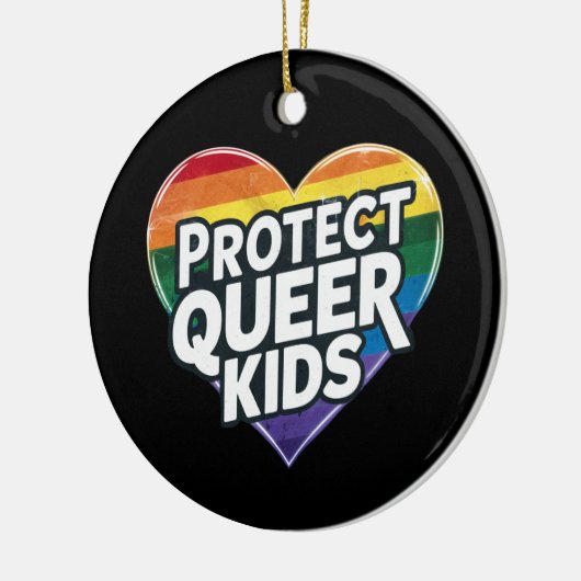 Bescherm Queer Kinder Rainbow Heart LGBT Pride Keramisch Ornament (Links)