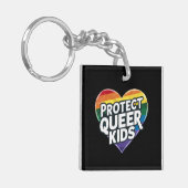 Bescherm Queer Kinder Rainbow Heart LGBT Pride Sleutelhanger (Voorkant Links)