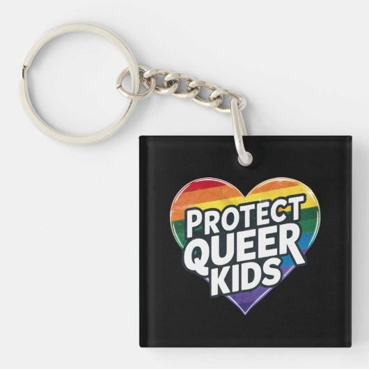 Bescherm Queer Kinder Rainbow Heart LGBT Pride Sleutelhanger (Voorkant)
