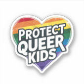 Bescherm Queer Kinder Rainbow Heart LGBT Pride Sticker (Voorkant)