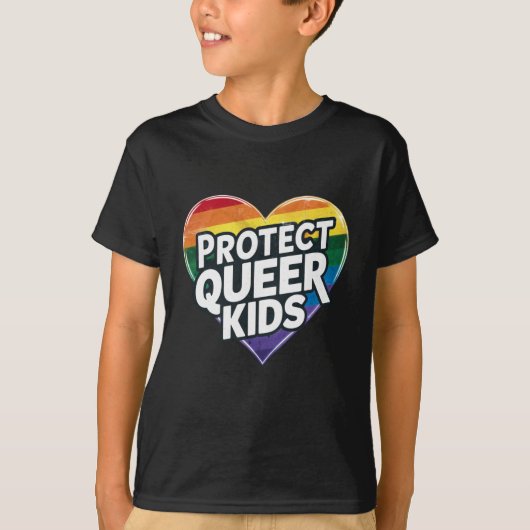 Bescherm Queer Kinder Rainbow Heart LGBT Pride T-shirt (Voorkant)