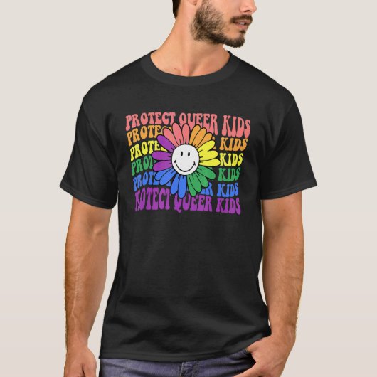 Bescherm Queer Kinder regenboog LGBT Pride Flag Sa T-shirt (Voorkant)