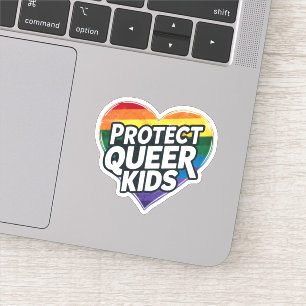 Bescherm queer kinderen Regenboog Hart LGBT tro Sticker