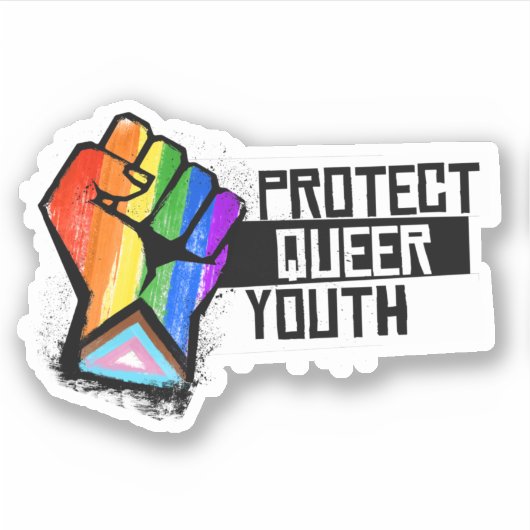 Bescherm Queere Jongeren Sticker (Voorkant)