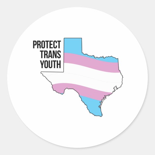 Bescherm Texas Trans Jongeren Ronde Sticker (Voorkant)