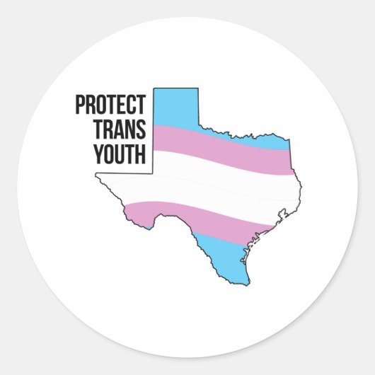 Bescherm Texas Trans Jongeren Ronde Sticker (Voorkant)