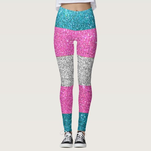 Bescherm Trans Glitter LGBTQ Queer Mode Stijlvol Leggings (Voorkant)