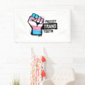 Bescherm Trans Jongeren - Pride Vuist Spandoek (Insitu)
