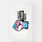 Bescherm Trans Jongeren - Pride Vuist Spandoek (Verticaal)