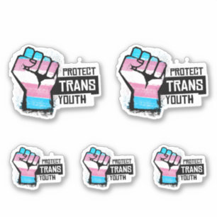 Bescherm Trans Jongeren - Pride Vuist Sticker