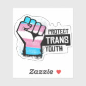 Bescherm Trans Jongeren - Pride Vuist Sticker (Vel)