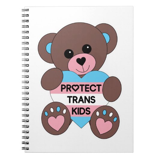 Bescherm Trans Kids Pride Vlag Teddybeer Notitieboek (Voorkant)