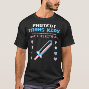 Bescherm Trans Kinder 8-bits wapenzwaardpride LGBT T-shirt