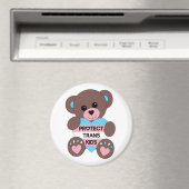 Bescherm Trans Kinder Pride Flag Teddy Bear Magneet (Insitu (Vaatwasser))