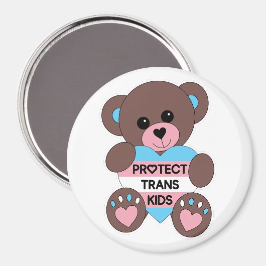 Bescherm Trans Kinder Pride Flag Teddy Bear Magneet (Voorkant / Achterkant)