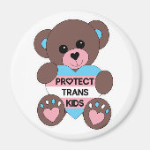 Bescherm Trans Kinder Pride Flag Teddy Bear Magneet (Voorkant)