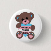 Bescherm Trans Kinder Pride Flag Teddy Bear Ronde Button 3,2 Cm (Voorkant)