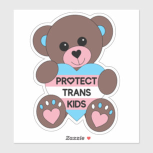 Bescherm Trans Kinder Pride Flag Teddy Bear Sticker