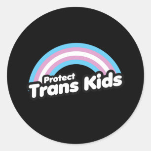 Bescherm Trans Kinderen - Regenboog Ronde Sticker