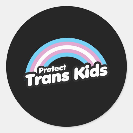 Bescherm Trans Kinderen - Regenboog Ronde Sticker (Voorkant)