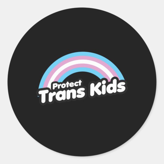 Bescherm Trans Kinderen - Regenboog Ronde Sticker (Voorkant)