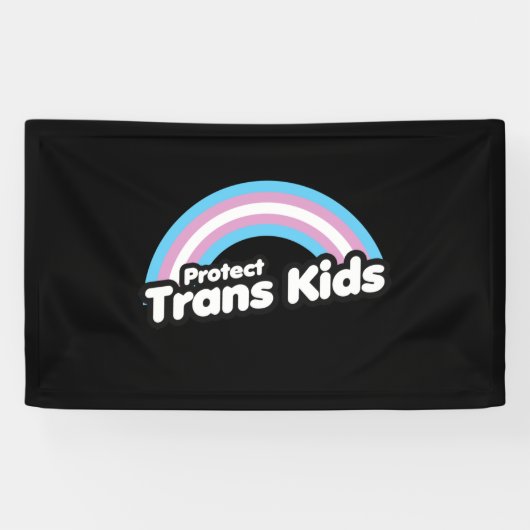 Bescherm Trans Kinderen - Regenboog Spandoek (Horizontaal)