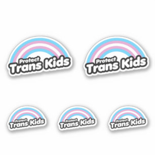 Bescherm Trans Kinderen - Regenboog Sticker