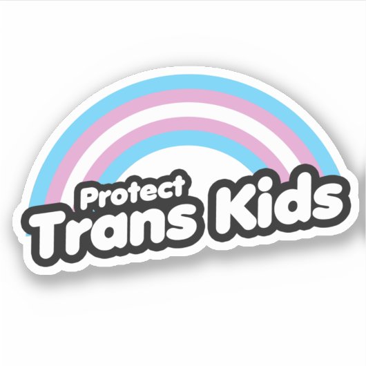 Bescherm Trans Kinderen - Regenboog Sticker (Voorkant)