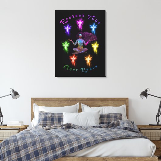 Bescherm uw binnenste vredesvrouw Chakra Canvas Afdruk (Insitu (Slaapkamer))