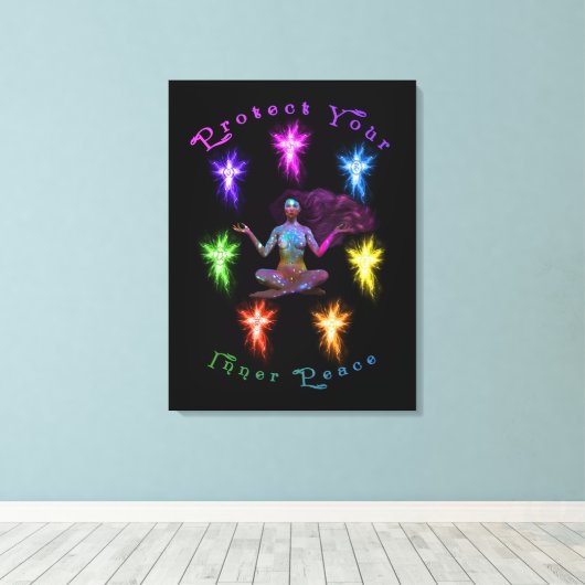 Bescherm uw binnenste vredesvrouw Chakra Canvas Afdruk (Insitu (Houten vloer))