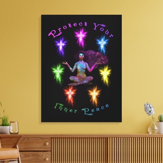 Bescherm uw binnenste vredesvrouw Chakra Canvas Afdruk (Insitu (Woonkamer))