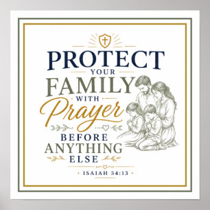 Bescherm Uw Familie Met Gebed Spirituele Quote Poster