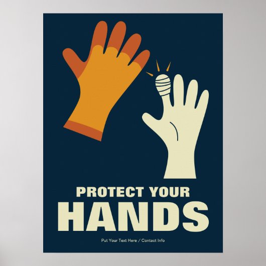 Bescherm uw handen Retro veiligheid op de werkplek Poster (Voorkant)