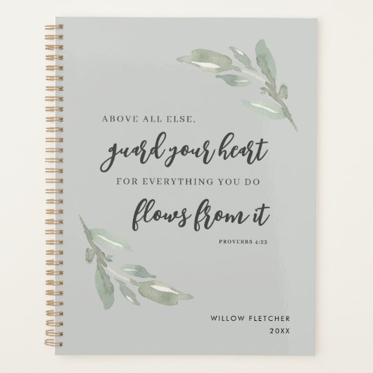 Bescherm uw hart Christelijke Bijbel Verse Greener Planner (Voorkant)