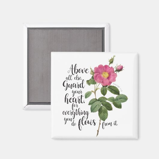 Bescherm uw hart -  Roos, spreekwoorden 4:23 Magneet (Voorkant / Achterkant)