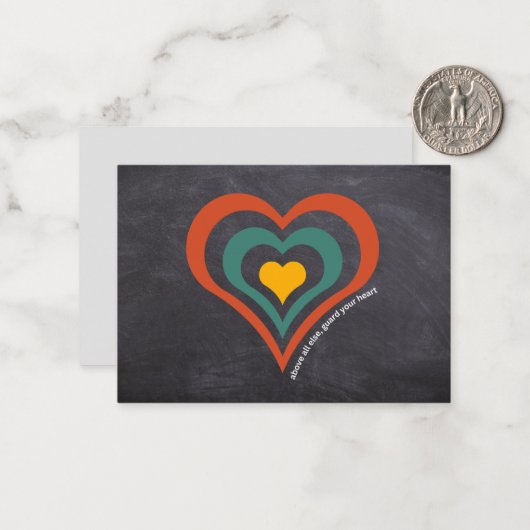 Bescherm uw hartbijbel Verse Retro Christelijke no Notitiekaartje (Voorkant / Achterkant in situ)