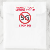 Bescherm uw immuunsysteem, stop 5G Vierkante Sticker (Tas)