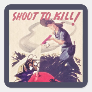 Bescherm uw tuin tegen buik vierkante sticker