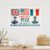 Bescherm uw vlag - marine heeft u nodig (US02143) Poster (Keuken)