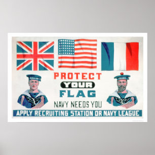 Bescherm uw vlag - marine heeft u nodig (US02143) Poster