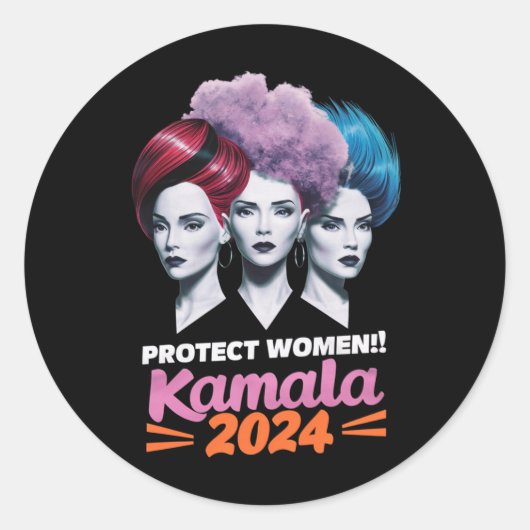Bescherm vrouwen Kamala 2024 Verkiezingen 2024 Ronde Sticker (Voorkant)